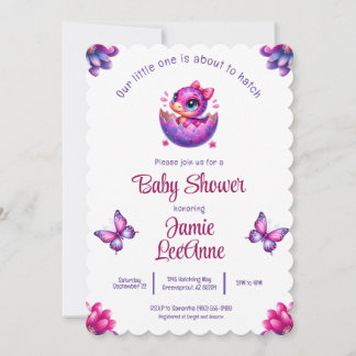 Hatching Soon Retro Modern Dinosaur Baby Shower Invitation