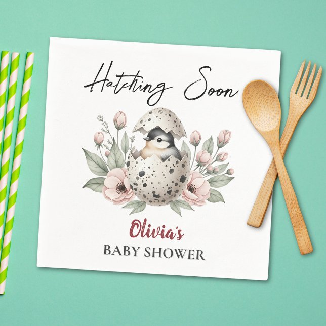 Hatching Soon Rustic Baby Chick Baby Shower Napkins (Creator Uploaded)