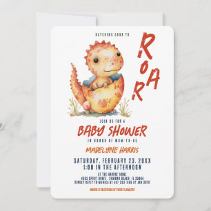 Hatching Soon to Roar Dinosaur Egg Baby Invitation