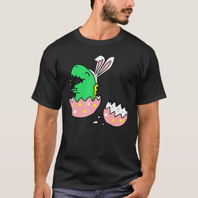 Hatching T Rex Bunny Ears  Easter For Teacher T-Shirt (Front)