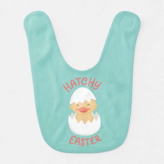 Hatchy Easter cute hatching chick Baby Bib (Front)