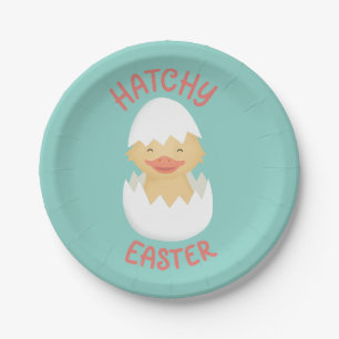 Hatchy Easter cute hatching chick Classic Paper Plates