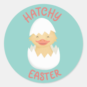 Hatchy Easter cute hatching chick Classic Round Sticker