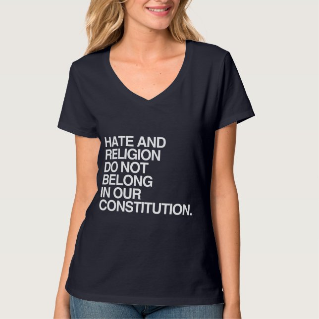 HATE AND RELIGION DO NOT BELONG -.png T-Shirt (Front)