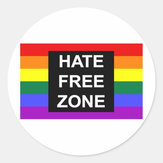 Hate Free Zone Classic Round Sticker