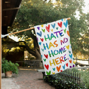 Hate Has No Home Here Colorful Heart Statement Art House Flag