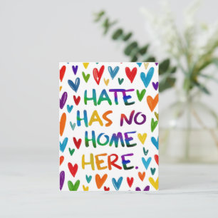 Hate Has No Home Here Colorful Heart Statement Art Note Card