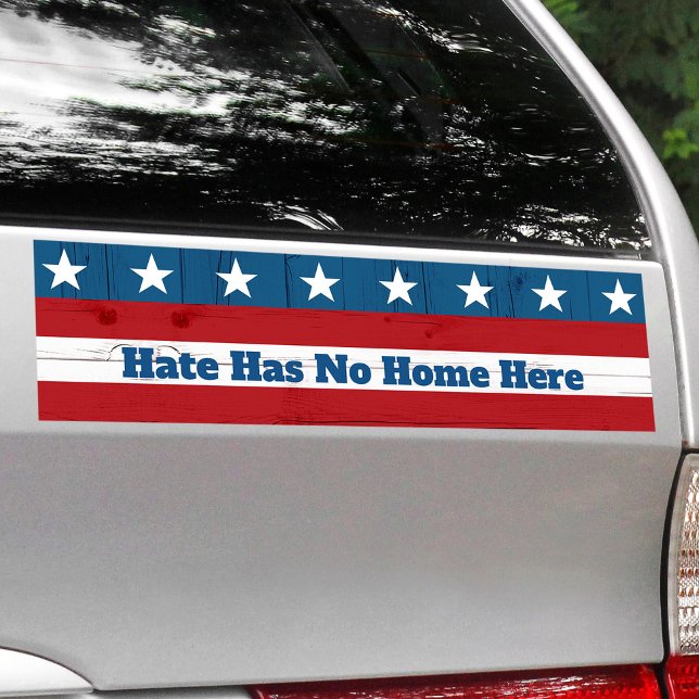 Hate Has No Home Here Rustic USA Patriotic Flag Car Magnet (Creator Uploaded)