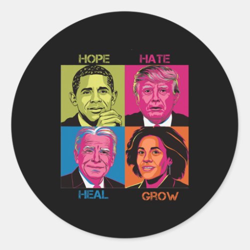 Hate Heal Grow Kamala Harris Cat Ladies For Presid Classic Round Sticker