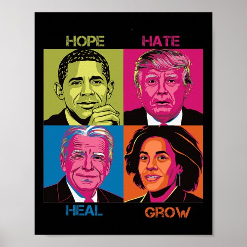 Hate Heal Grow Kamala Harris Cat Ladies For Presid Poster