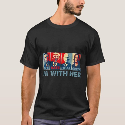 Hate Heal Grow Vote For 2024 President Kamala Harr T_Shirt