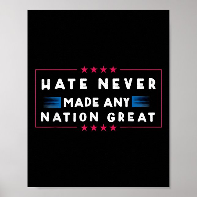 Hate Never Made Any Nation Great, Funny Anti-trump Poster (Front)