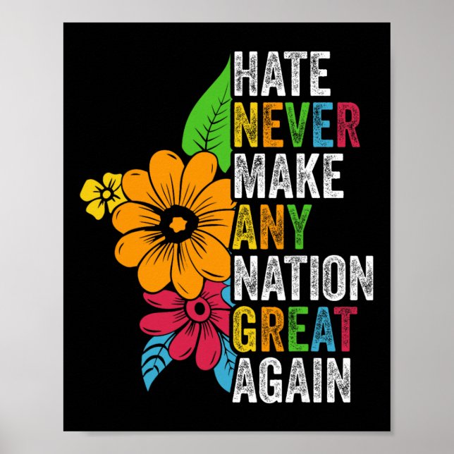 Hate Never Make Any Nation Great Again Anti Trump  Poster (Front)