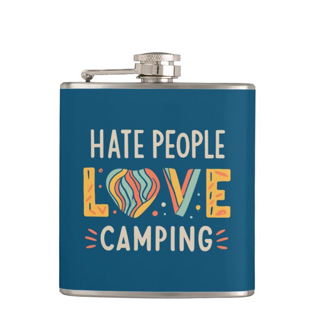 Hate People Love Camping Flask (Front)