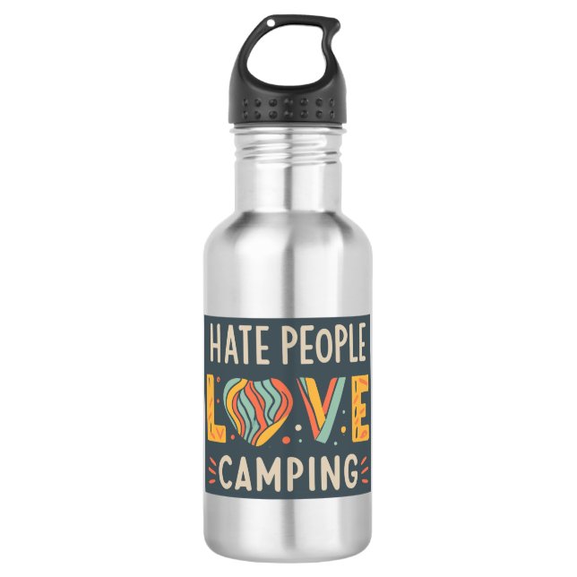 Hate People Love Camping Stainless Steel Water Bottle (Front)