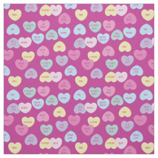 hate valentines day candy hearts fabric