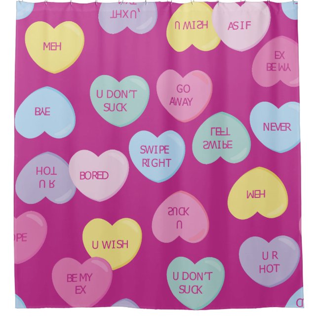 hate valentines day candy hearts shower curtain (Front)
