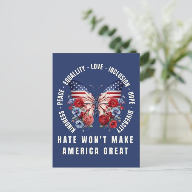 Hate Won’t Make America Great Postcard (Standing Front)