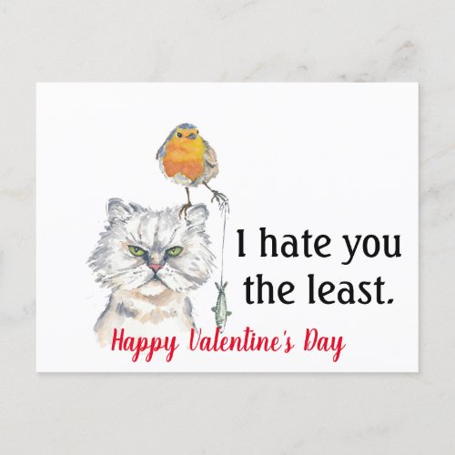 Hate You the Least Funny Valentine Holiday Postcard