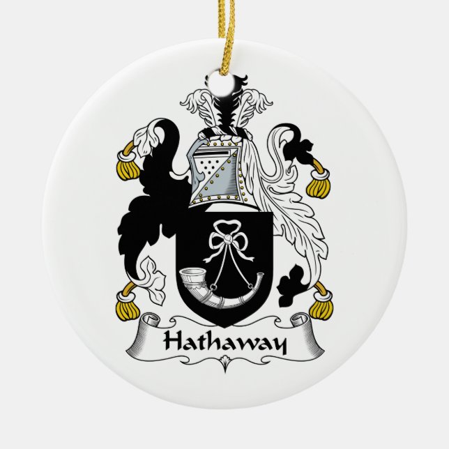 Hathaway Family Crest Ceramic Ornament (Front)