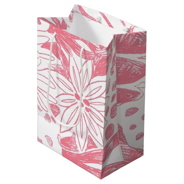 HATHOR Coral Floral Gift Bag (Front Angled)