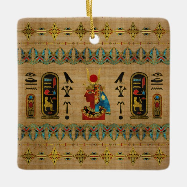 Hathor Egyptian Ornament on papyrus (Front)