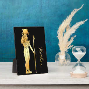 Hathor Gold & Black Egyptian Pagan Spirit Altar Plaque