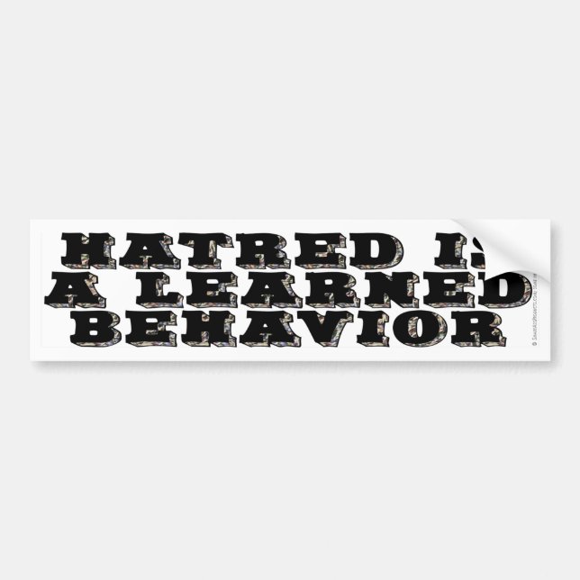 Hatred is a learned behavior bumper sticker (Front)