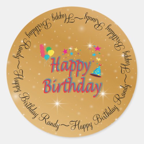 Hats Balloons Stars Streamers Festive Birthday Fun Classic Round Sticker