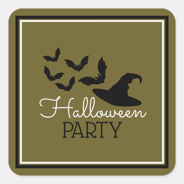 Hats & Bats, Halloween Party Square Sticker (Front)