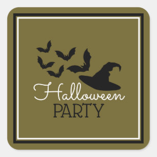 Hats & Bats, Halloween Party Square Sticker