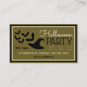 Hats & Bats, Halloween Party Ticket Invitation