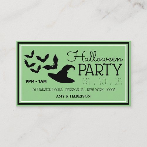 Hats  Bats Halloween Party Ticket Invitation