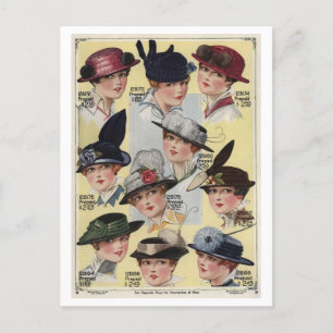 Hats from Vintage 1916 Montgomery Ward Catalog Postcard