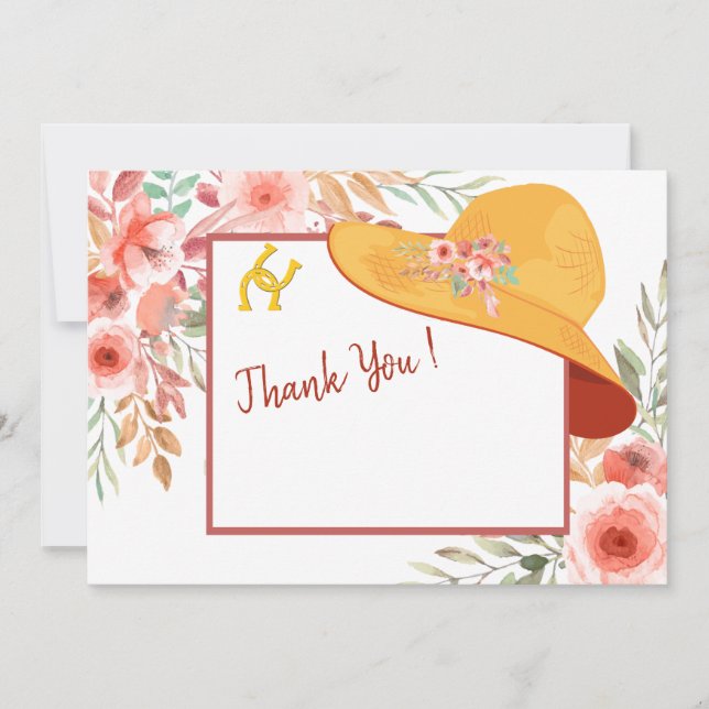 Hats Horses and Flowers Debby-Theme Thank You Invitation (Front)