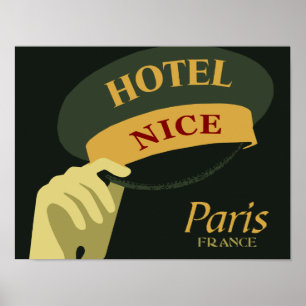 Hats off for a Nice Hotel Paris France retro style Poster