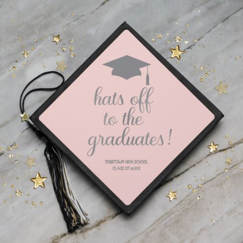 Hats Off Graduates Blush Pink Silver Graduation Graduation Cap Topper