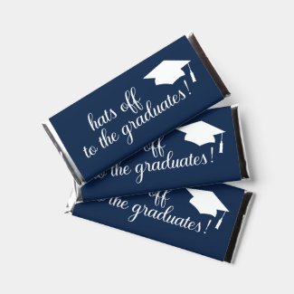 Hats Off Graduates Congratulations Navy Blue Hershey Bar Favors