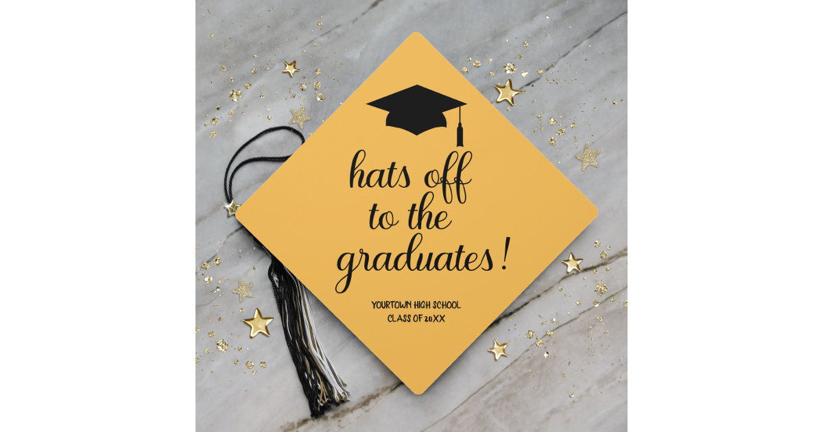 Hats Off Graduates Yellow Gold Black Graduation Graduation Cap Topper ...