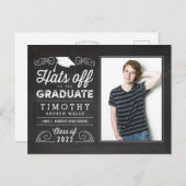 Hats Off Graduation Announcement Postcard (Front/Back)