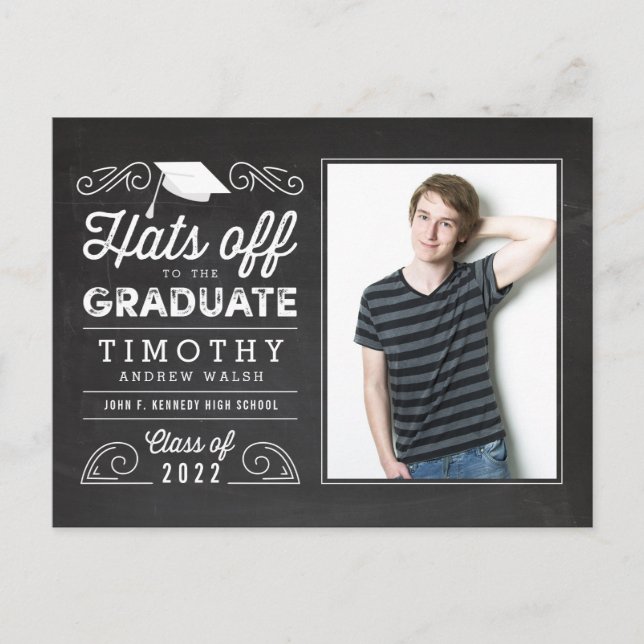 Hats Off Graduation Announcement Postcard (Front)