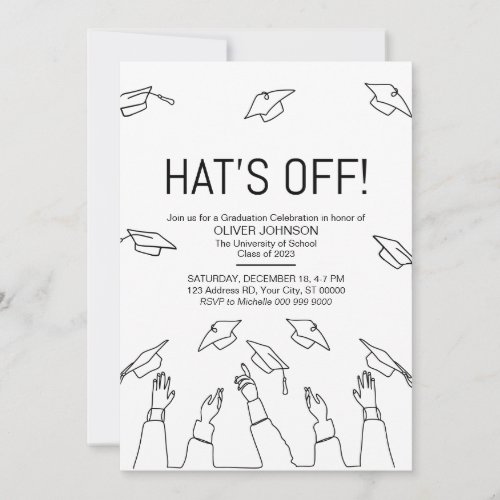 Hats Off Modern Graduation Party Invitation