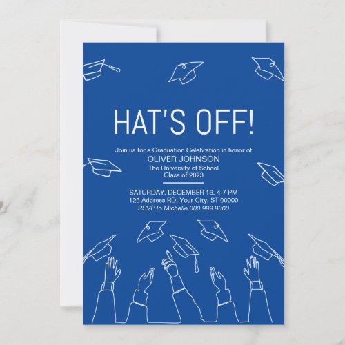 Hats Off Modern Graduation Party Invitation