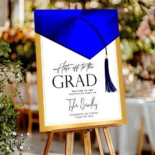 Hats Off To The Grad Blue Gold Graduation Welcome Foam Board