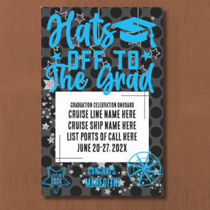 Hats off to the Grad Cruise Door Decor Magnetic Dry Erase Sheet