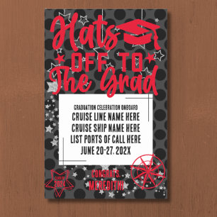 Hats off to the Grad Cruise Door Decor Magnetic Dry Erase Sheet