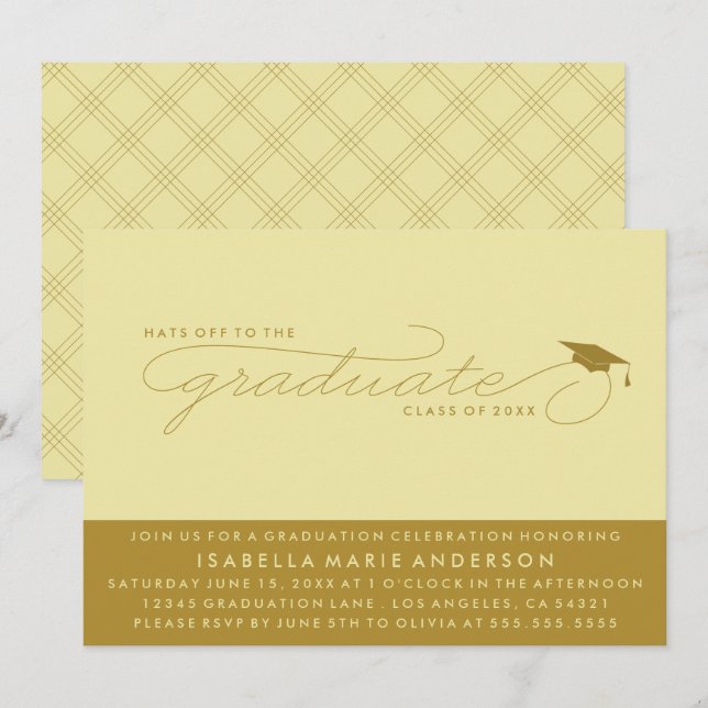 HATS OFF TO THE GRADUATE | GRADUATION INVITATION (Front/Back)