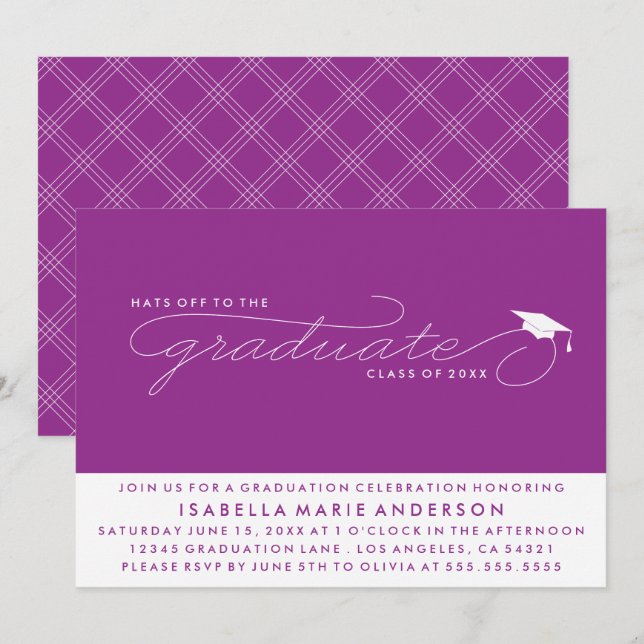 HATS OFF TO THE GRADUATE | GRADUATION INVITATION (Front/Back)