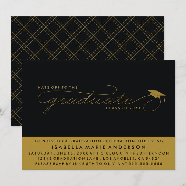 HATS OFF TO THE GRADUATE | GRADUATION INVITATION (Front/Back)