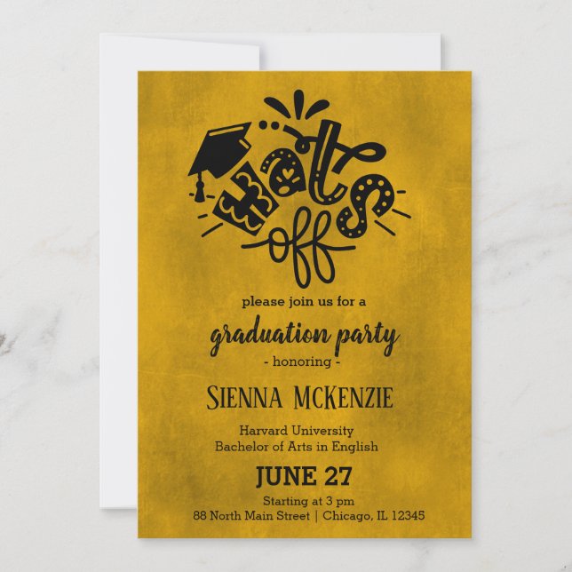 Hats off - Yellow Invitation (Front)